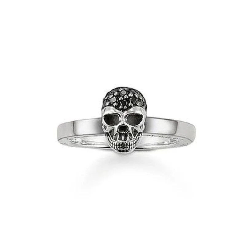 bold ruby summit peak ring-Black Skull Ring