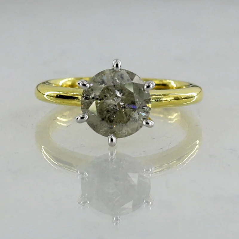 gothic-inspired raven fang ring-1.88 CT Round Brilliant Cut Misty Grey Diamond Ring