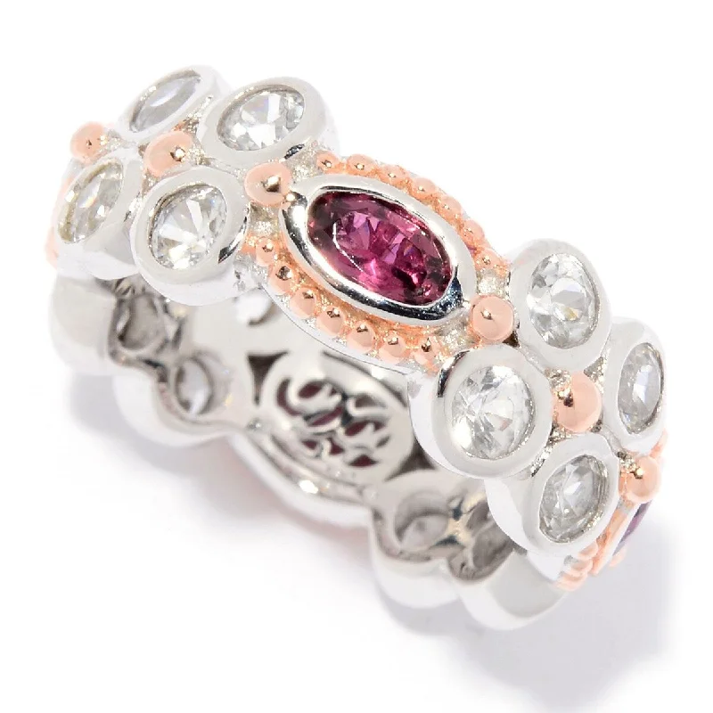 gothic-inspired tiger talon ring-Dallas Prince Sterling Silver Oval Cut Gemstone & White Zircon Eternity Band Ring