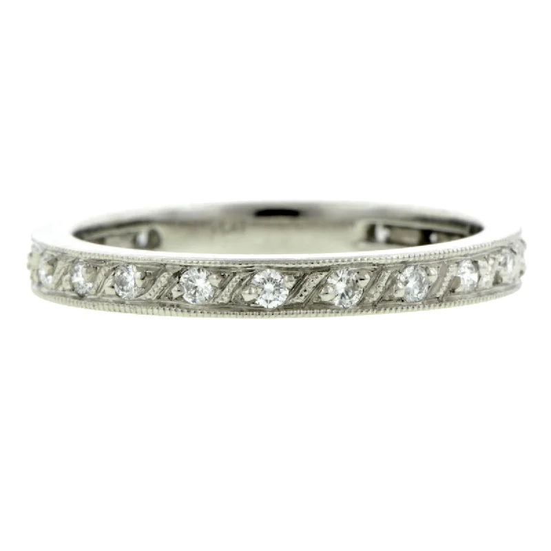 gothic-inspired raven fang ring-Diamond S-Curve Eternity Band