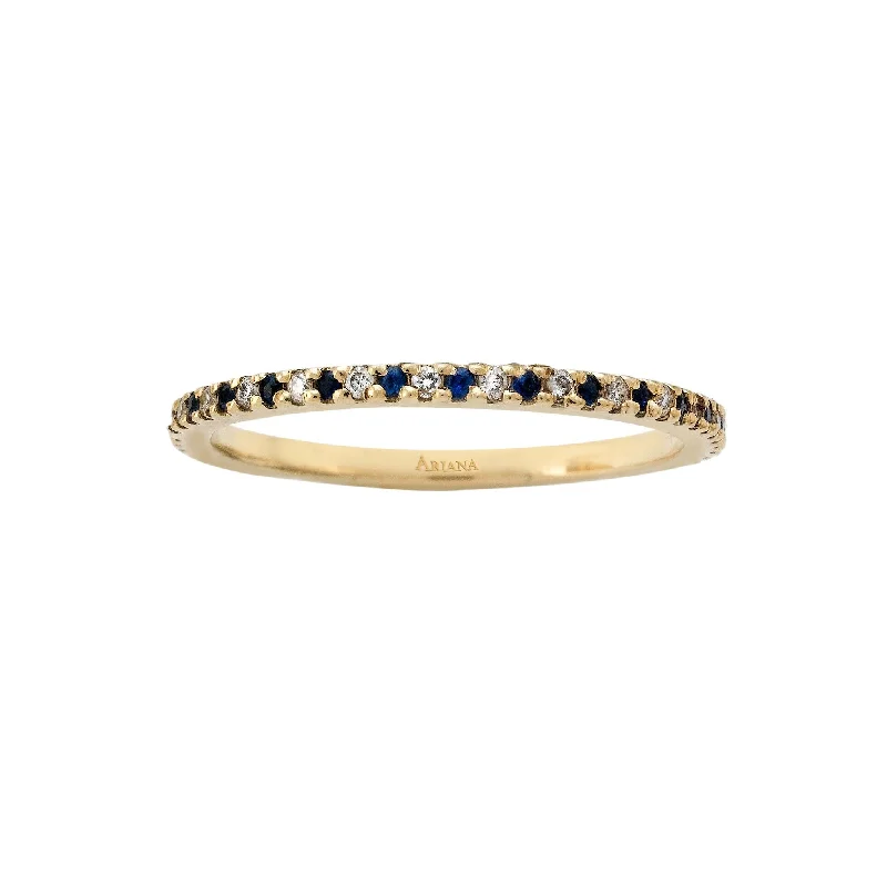 modern tiered sapphire ring-Diamond & Sapphire Eternity Ring White Gold