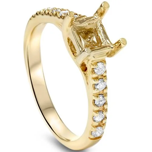 gothic-inspired falcon talon ring-Diamond Semi Mount Engagement Setting Mounting Gold Ring