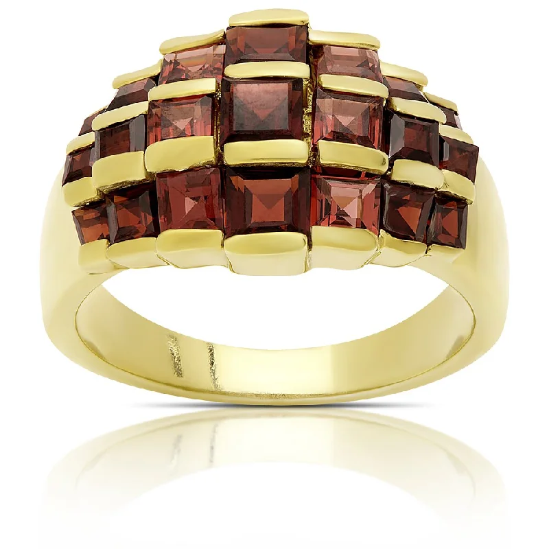 bold emerald prong ring-Dolce Giavonna Gold Over Sterling Silver Garnet Ring