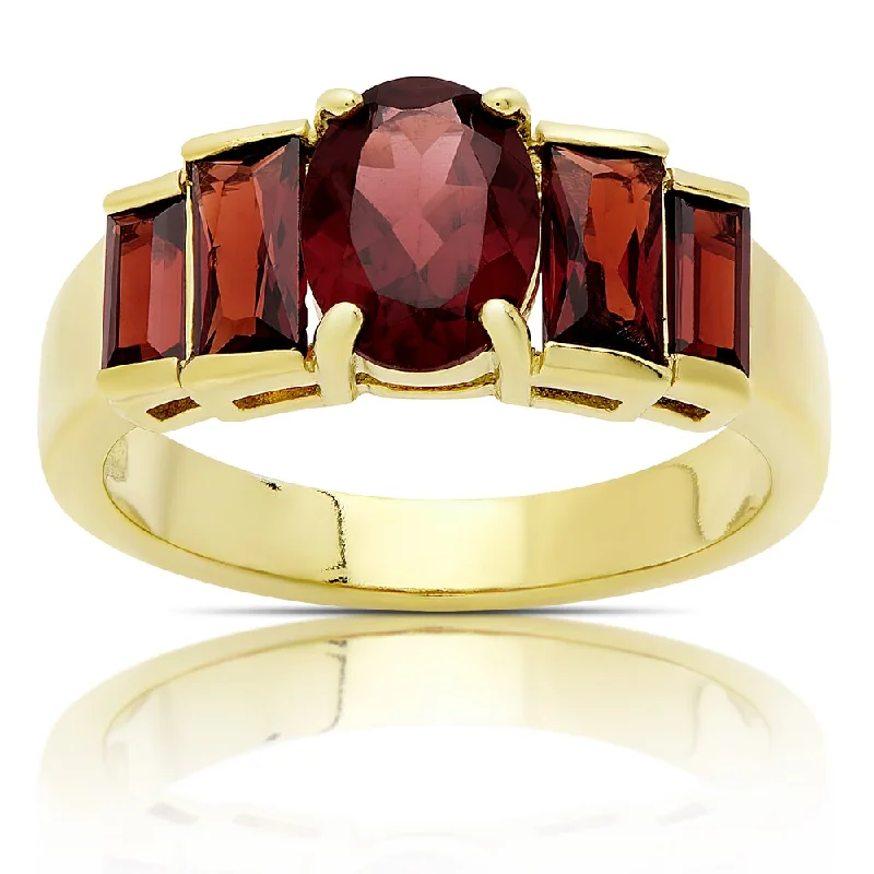 adjustable blaze ring-Dolce Giavonna Gold Over Sterling Silver Garnet Ring