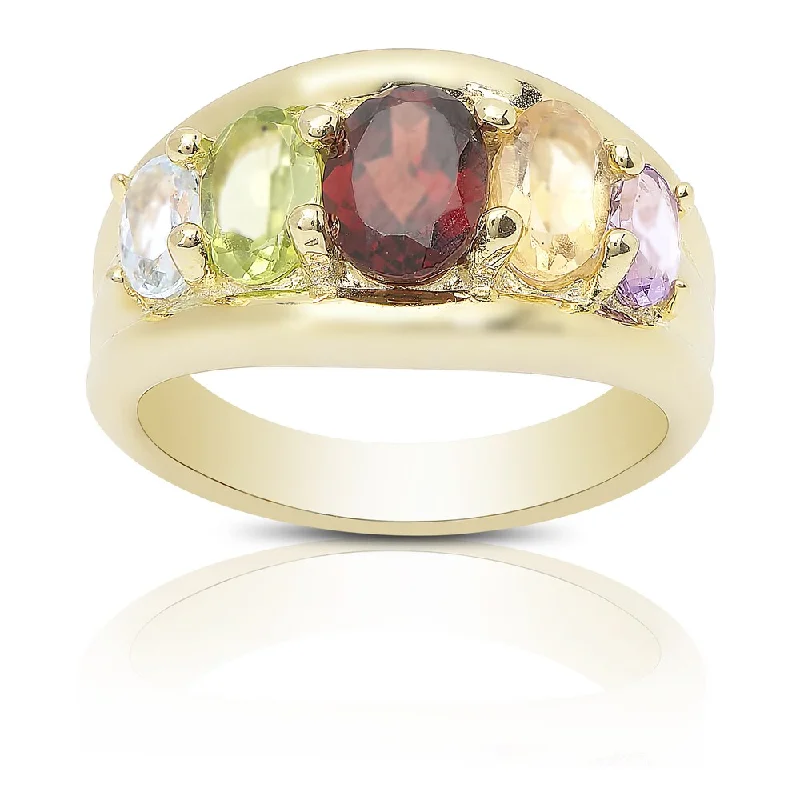 matte silver spiral ring-Dolce Giavonna Gold Over Sterling Silver Multi Gemstone Ring