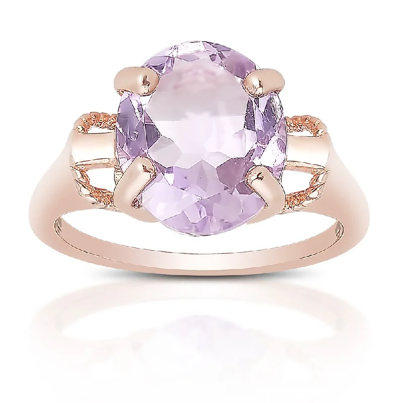 bold opal summit peak ring-Dolce Giavonna Rose Gold Over Sterling Silver Amethyst Solitaire Ring