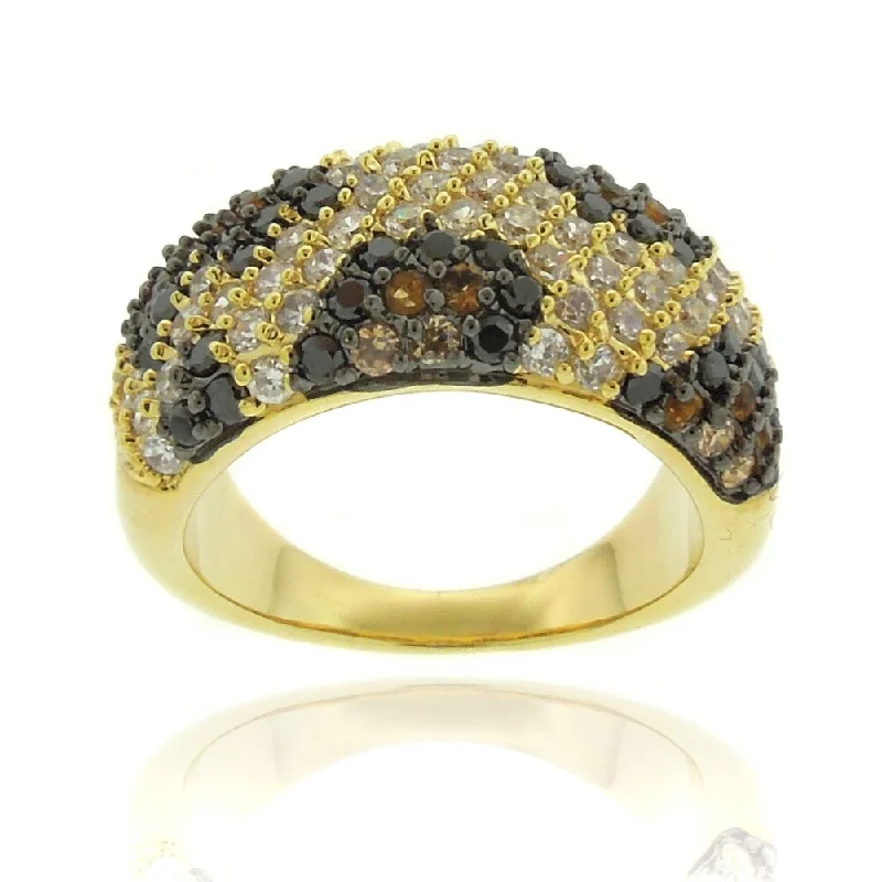 bohemian peak summit ring-Dolce Giavonna Silver Overlay Cubic Zirconia Leopard Print Ring