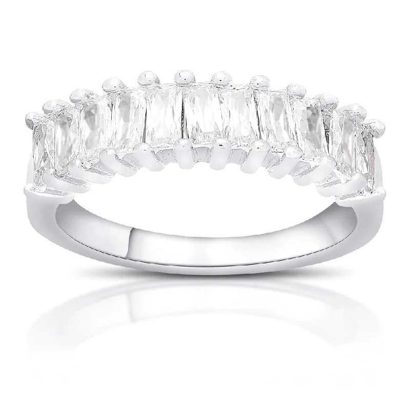 tarnished gold band ring-Dolce Giavonna Sterling Silver Cubic Zirconia Eternity Ring