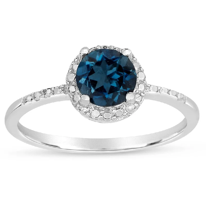 modern contoured band ring-Dolce Giavonna Sterling Silver London Blue Topaz Ring