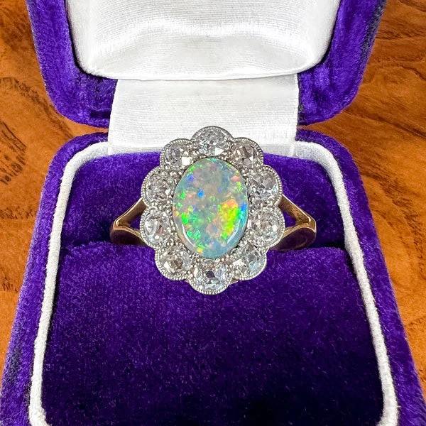 bold emerald summit peak ring-Edwardian Opal & Diamond Ring