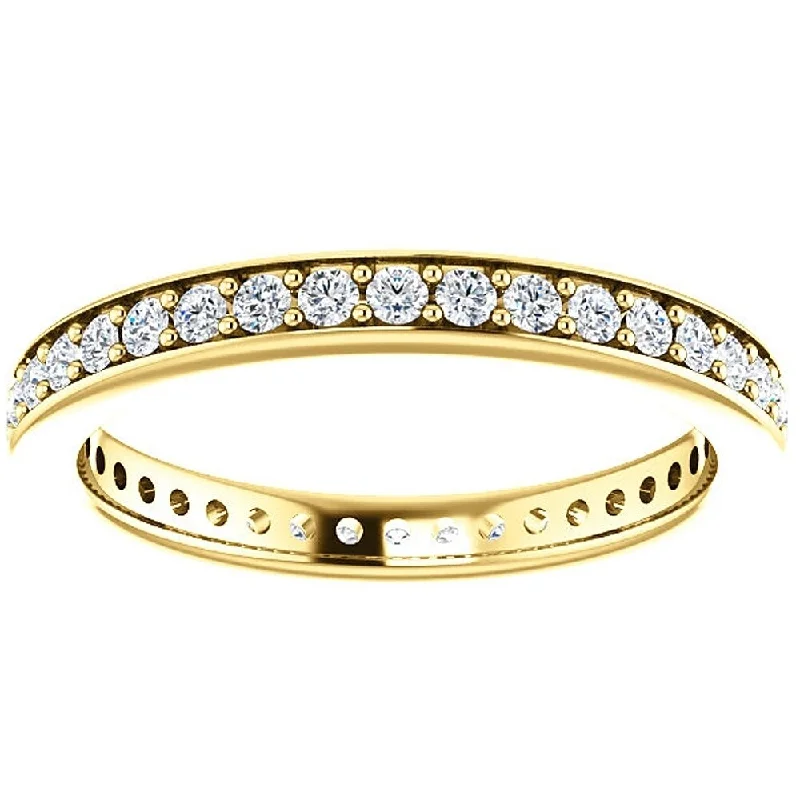 matte bronze tier ring-EX3 14k Yellow Gold 1/2 Ct TDW Diamond Eternity Wedding Ring Lab Grown (G-H/VS1-VS2)