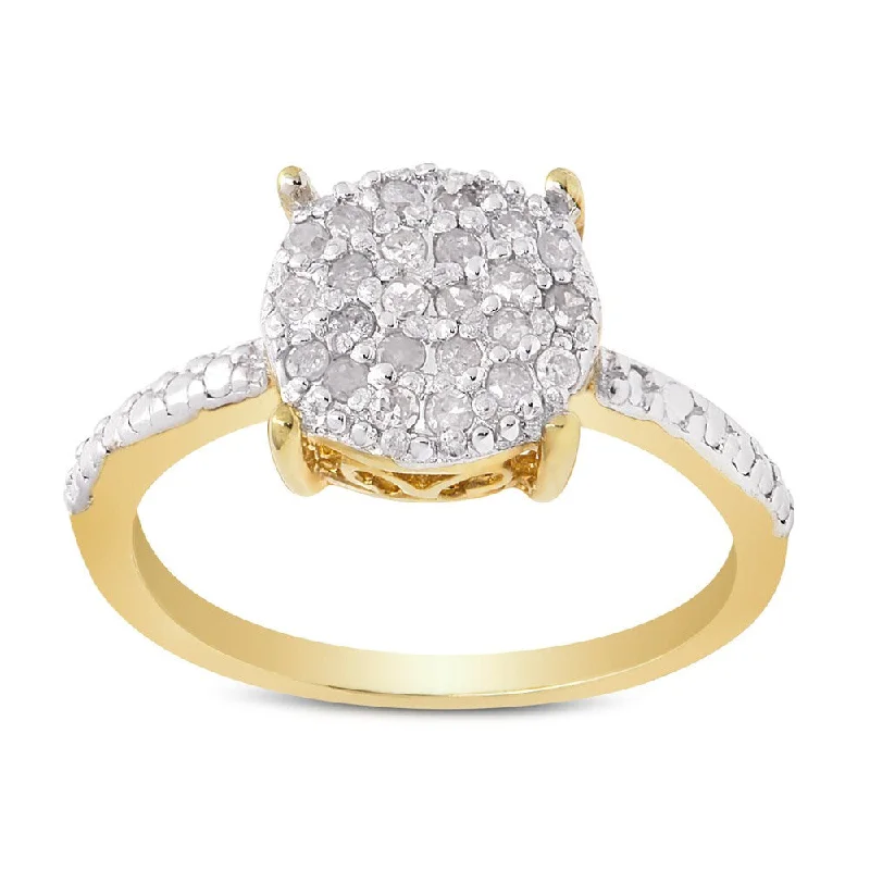 modern contoured band ring-Finesque Gold over Sterling Silver 1/4ct TDW Diamond Circle Ring