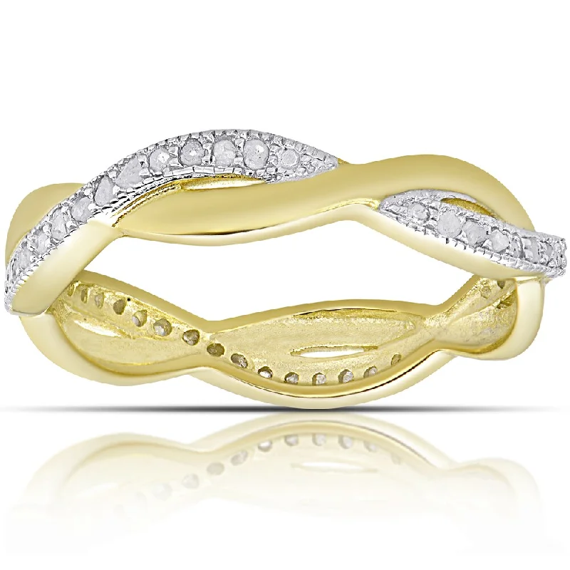 floral prong diamond ring-Finesque Gold over Sterling Silver 1/4ct TW Diamond Twist Design Ring