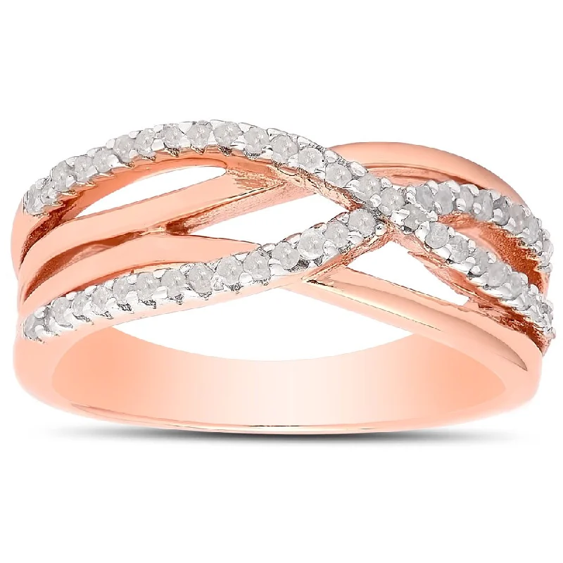 matte copper band ring-Finesque Sterling Silver 1/4ct TDW Diamond Infinity Ring