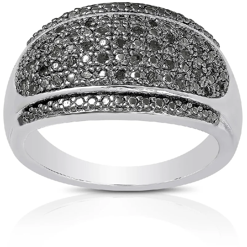 bohemian summit ridge ring-Finesque Sterling Silver 1/5ct TDW Black Diamond Ring