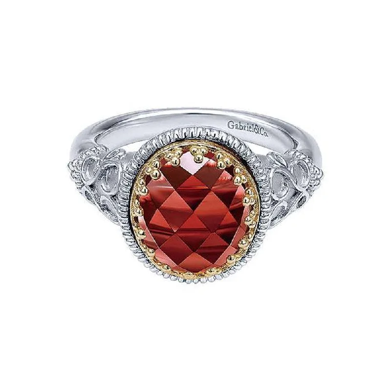 tarnished rose stack ring-Garnet Ring