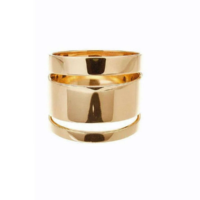 minimalist crest summit ring-Gold Band Ring