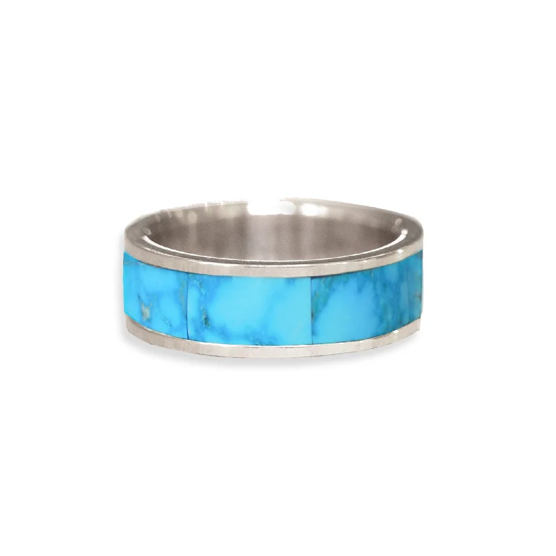 inscribed ancestry ring-Turquoise Inlay Wedding Ring