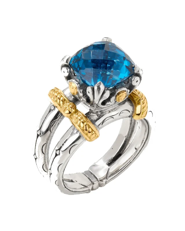 inscribed legacy ring-Konstantino Anthos Sterling Silver 18k Yellow Gold & Spinel Ring DMK2158-478 S7