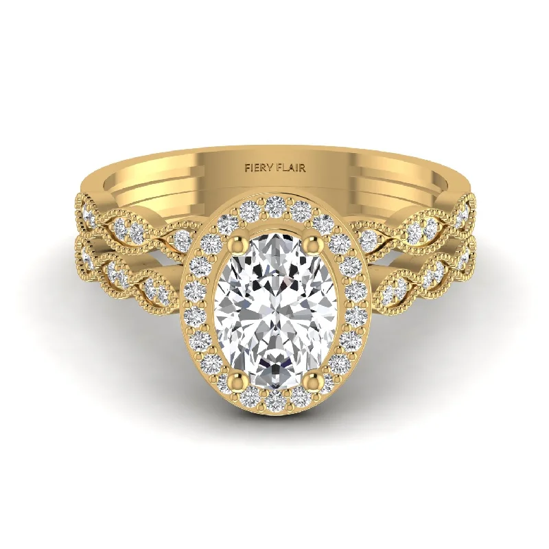 artisan-crafted gold ring-Luxury Bridal Oval Diamond Ring