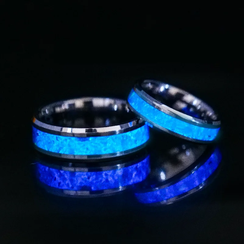 bohemian crest summit ring-Matching Custom Glowstone Wedding Ring Set