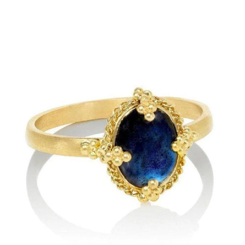 modern sculpted band ring-Medium Oval Tanzanite Ring