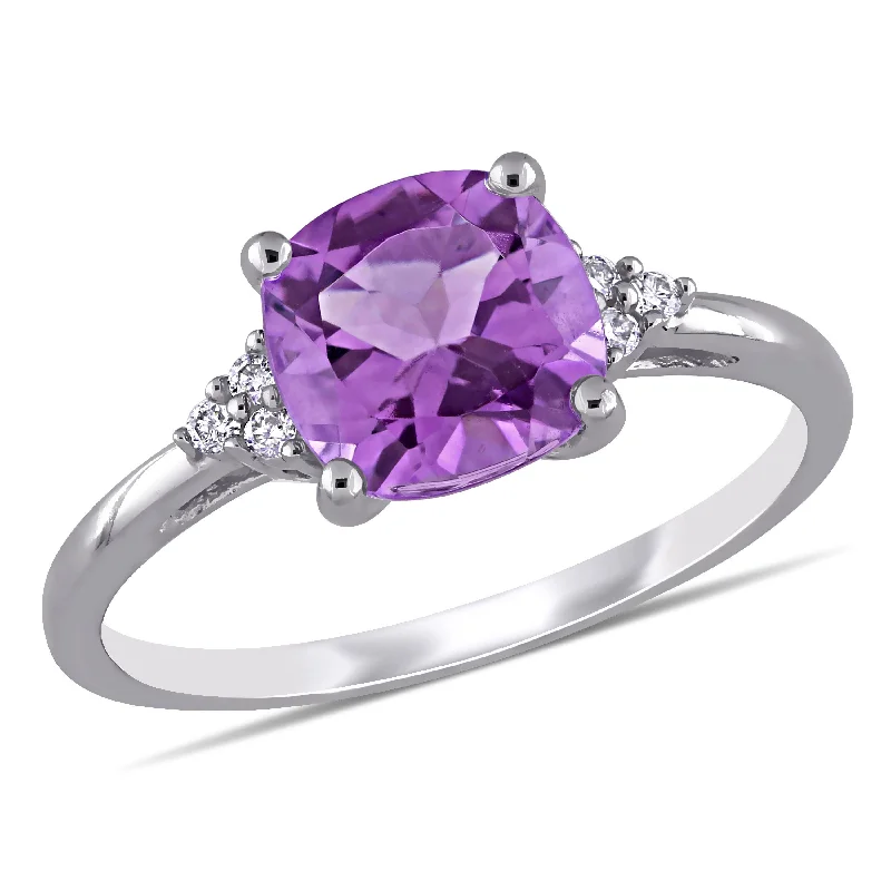 fifteen-stone promise ring-Mimi & Max 1 3/4ct TGW Amethyst Ring with Diamond Accents in 10k White Gold