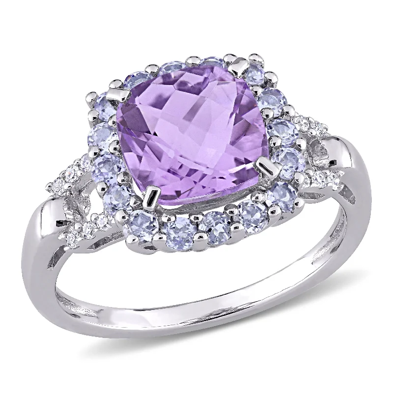 tarnished silver ring-Mimi & Max 2 1/3ct TGW Amethyst Tanzanite and Diamond Accents Ring in Sterling Silver