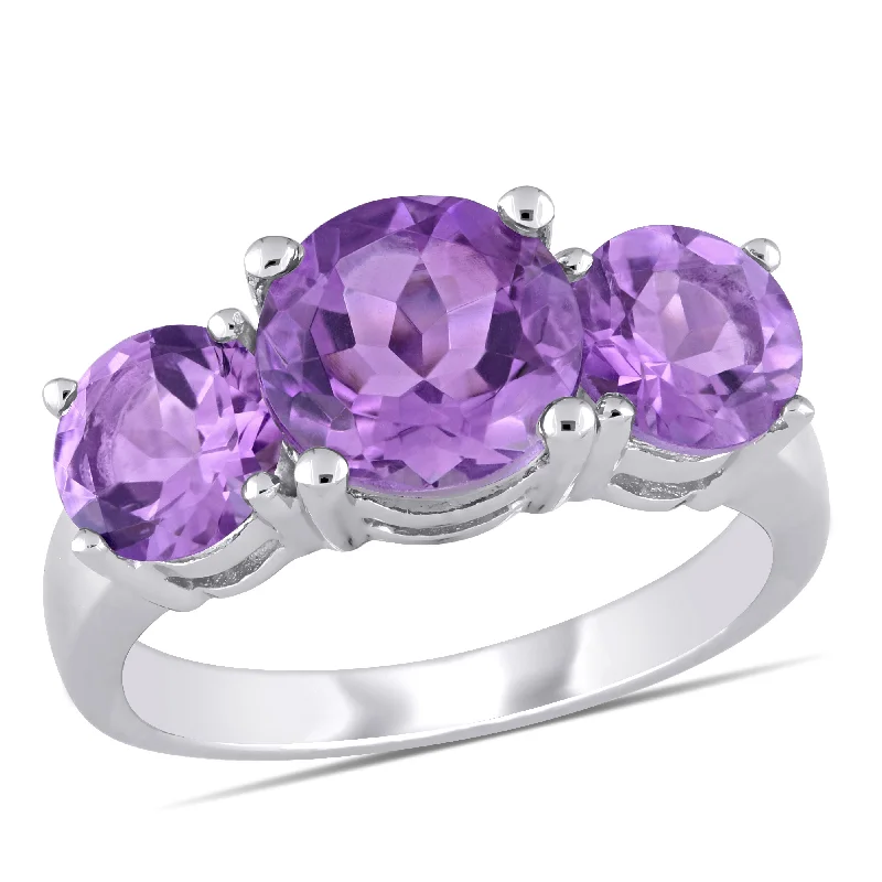 elegant tantalum eternity ring-Mimi & Max 3 3/8ct TGW Amethyst 3-Stone Ring in Sterling Silver