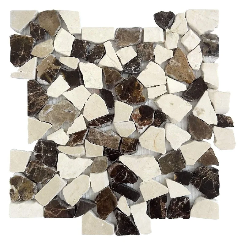 modern sleek crest peak ring-MOCHA TR102 12"x12" Interlocking Marble Emperador Tan Beige