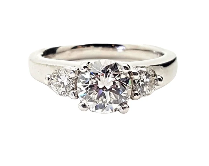 bohemian crest summit ring-Platinum 1 Carat Round Diamond Engagement Ring