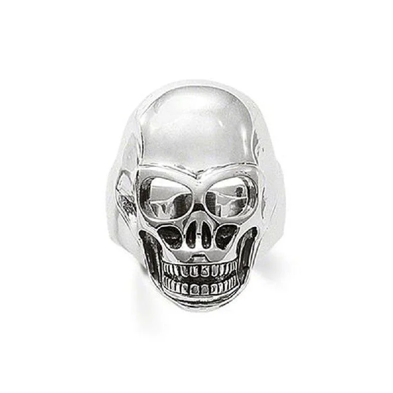 floral prong diamond ring-Polished Skull Ring Size 10.75