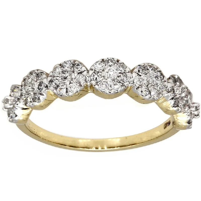 modern sculpted band ring-Pompeii3 10k Yellow Gold .50 Ct. TDW Diamond Wedding Ring Womens Anniversary Band