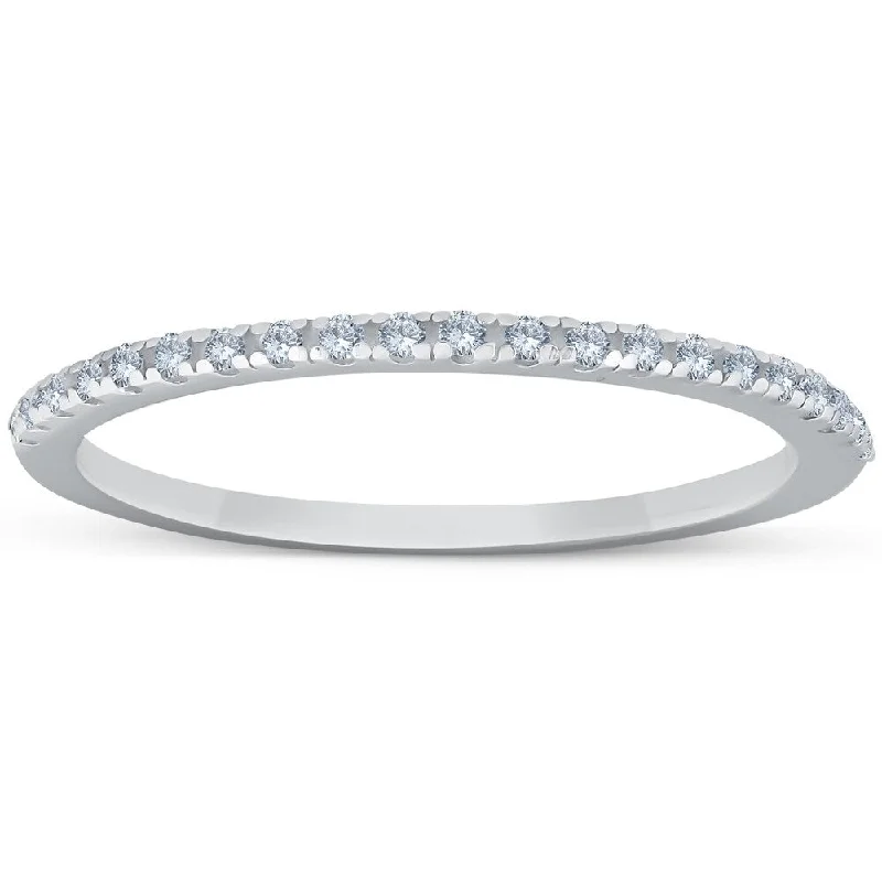 adjustable ridge summit ring-Pompeii3 14k White Gold 1/5 Ct TDW Diamond Stackable Band Womens Wedding Ring