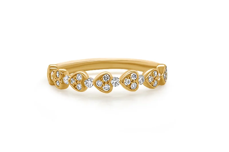 adjustable willow crest ring-Ring 18kt Yellow Gold 7 Hearts & Diamonds