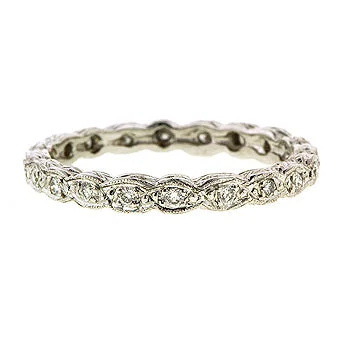 bold topaz summit peak ring-Rope Pattern Diamond Eternity Wedding Band, Platinum