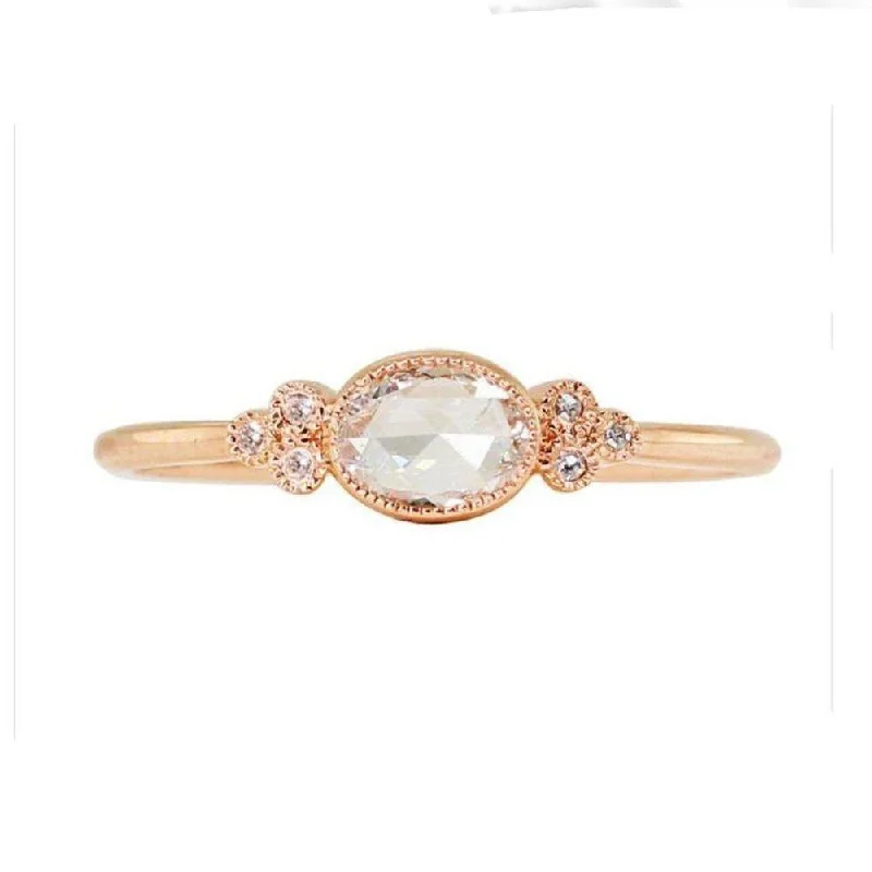 adjustable ridge summit ring-Rose Cut Opal Bezel Ring