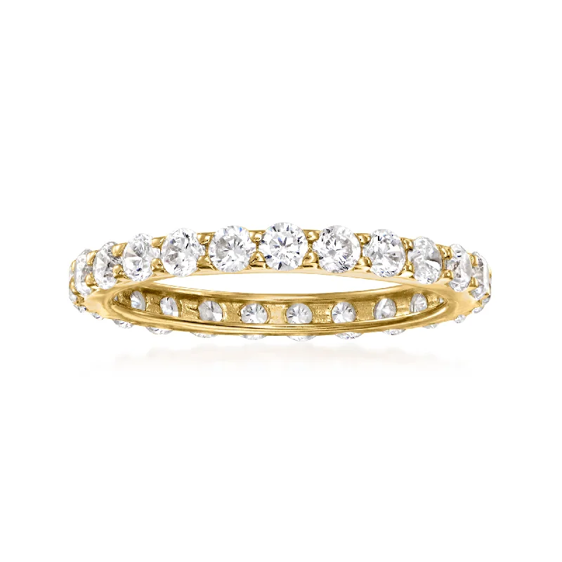 tarnished rose eternity ring-Ross-Simons CZ Eternity Band in 14kt Yellow Gold