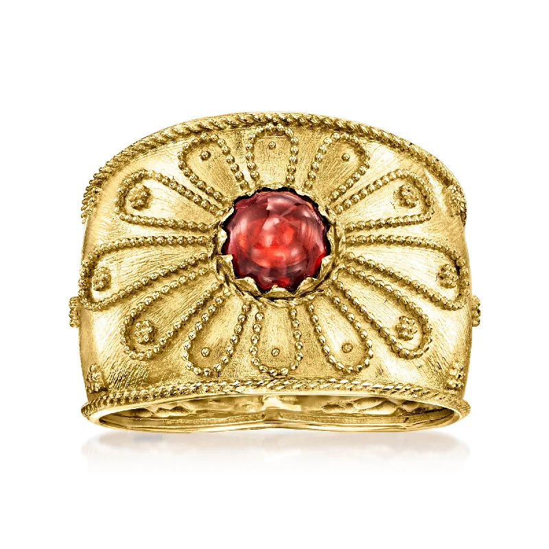 tarnished gold band ring-Ross-Simons Italian . Garnet Etruscan-Style Ring in 14kt Yellow Gold