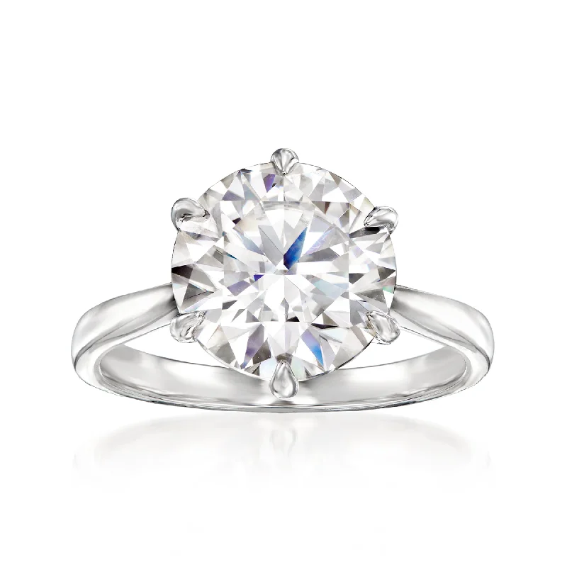 bold opal summit peak ring-Ross-Simons Moissanite Solitaire Ring in Sterling Silver