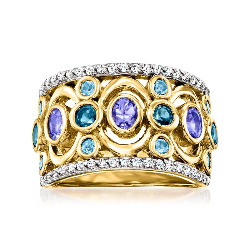 minimalist peak crest ring-Ross-Simons Multi-Gemstone Ring in 18kt Gold Over Sterling