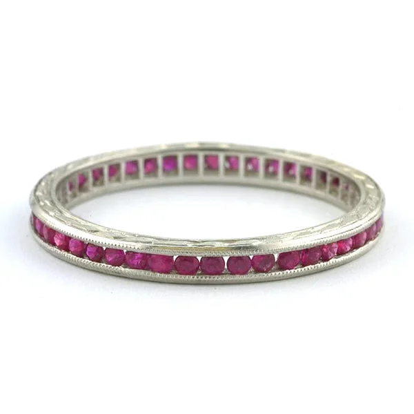 minimalist curve peak ring-Ruby Eternity Band, 0.40ctw., Platinum