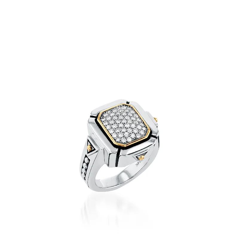 minimalist summit crest ring-Sahara Pave Diamond Ring