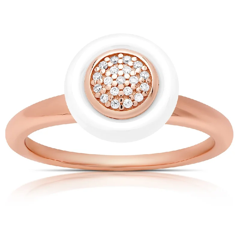 bold sapphire summit peak ring-Samantha Stone Rose Gold Over Sterling Silver Cubic Zirconia Circle Ceramic Ring