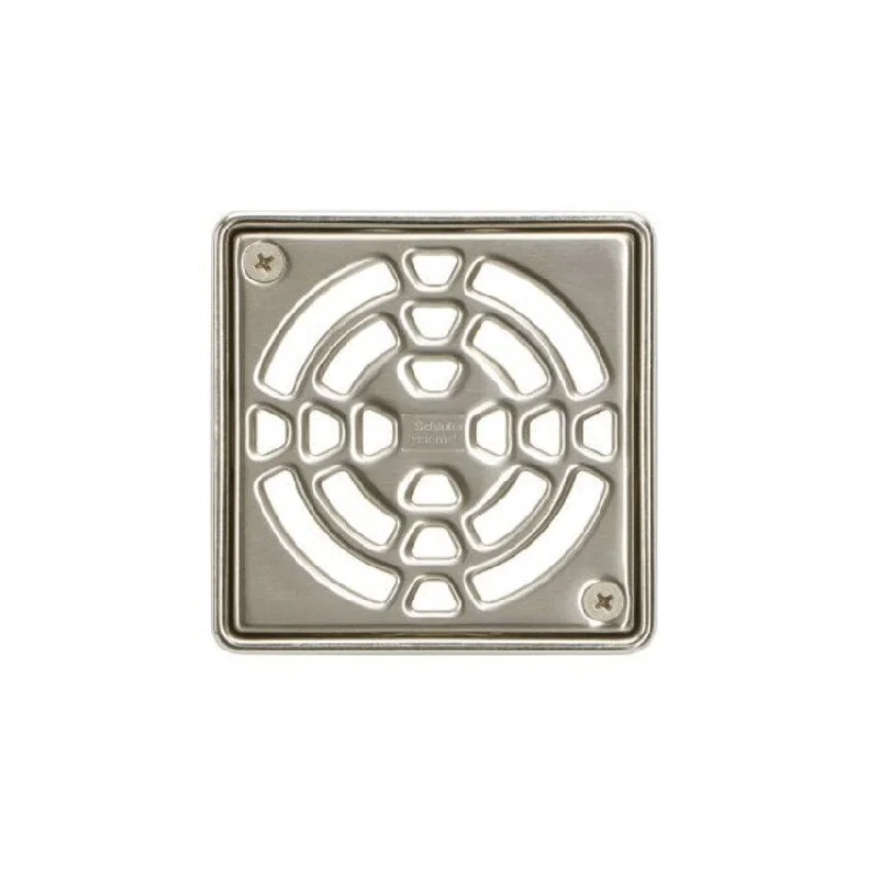 gothic-inspired tiger talon ring-Schluter Kerdi Drain Grate 4" Classic Square Nickel Finish