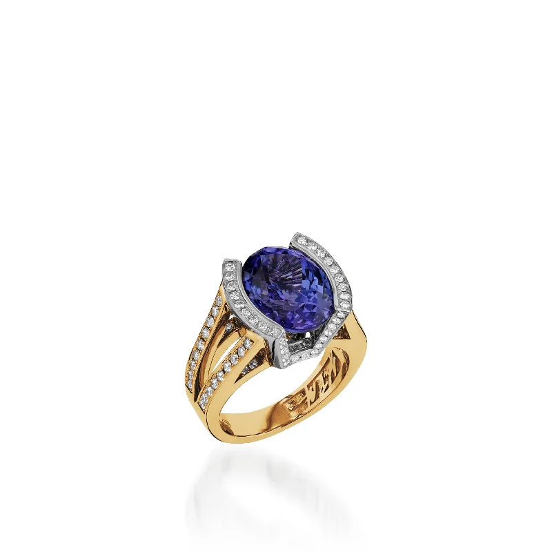 gothic-inspired bat talon ring-Signature Tanzanite and  Diamond Ring