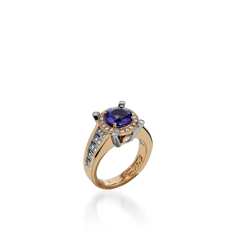 inscribed tradition ring-Signature Two-Tone Tanzanite Ring