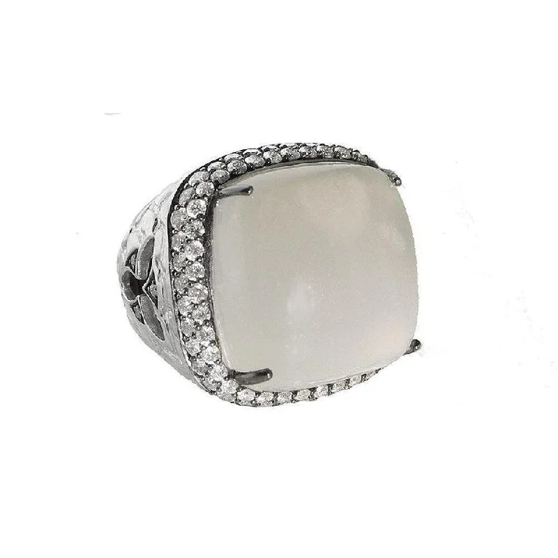 minimalist arc ridge ring-Square Moonstone Ring, Size 7