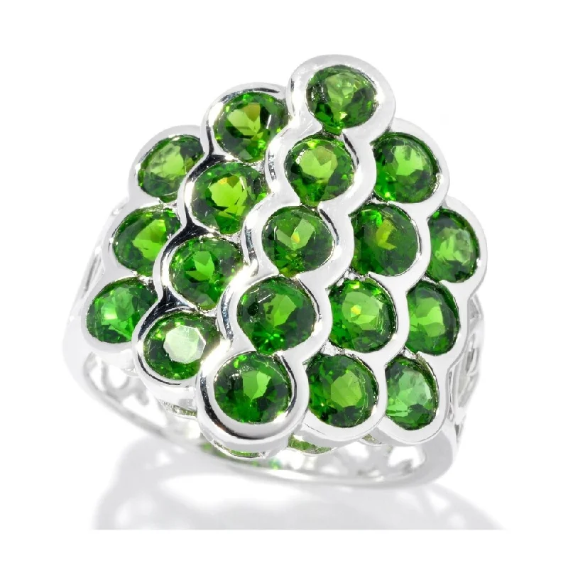 radiant trillion-cut emerald ring-Sterling Silver 3.82Ctw Chrome Diopside Cluster Ring