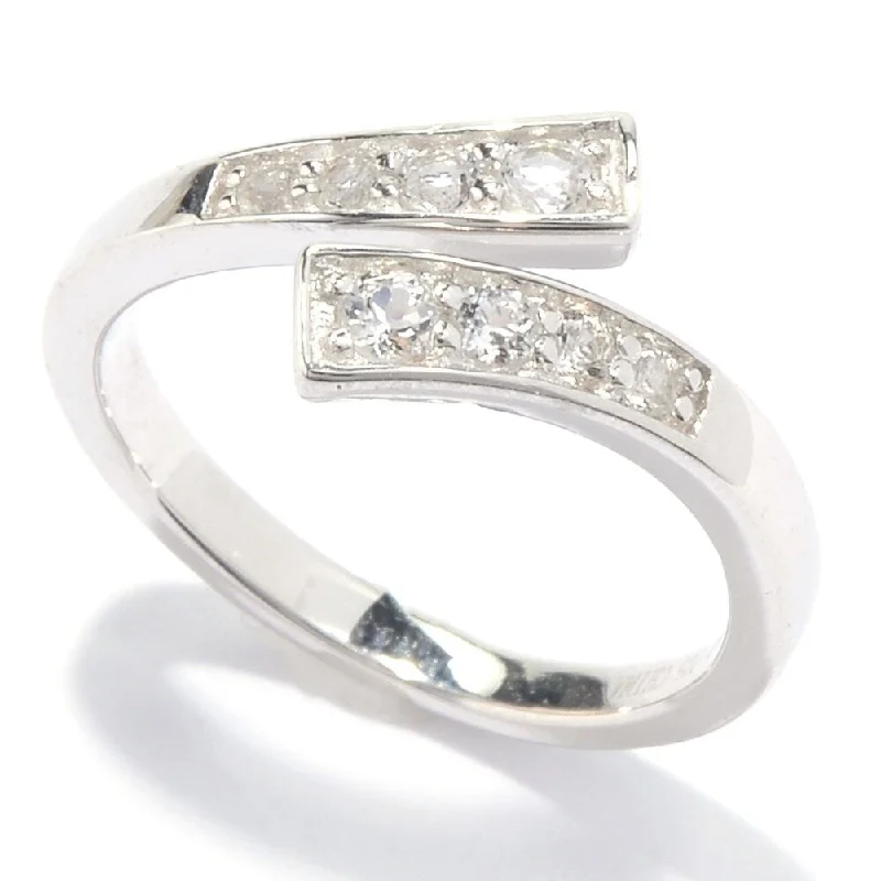 inscribed lineage ring-Sterling Silver White Topaz Open Bypass Toe Ring